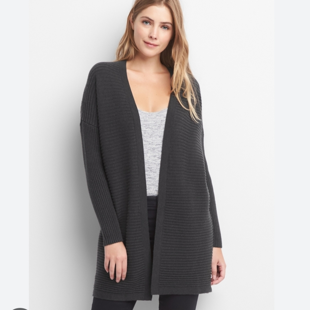 Gap Ribbed Merino Open Front Cardigan - Picture 3 of 7